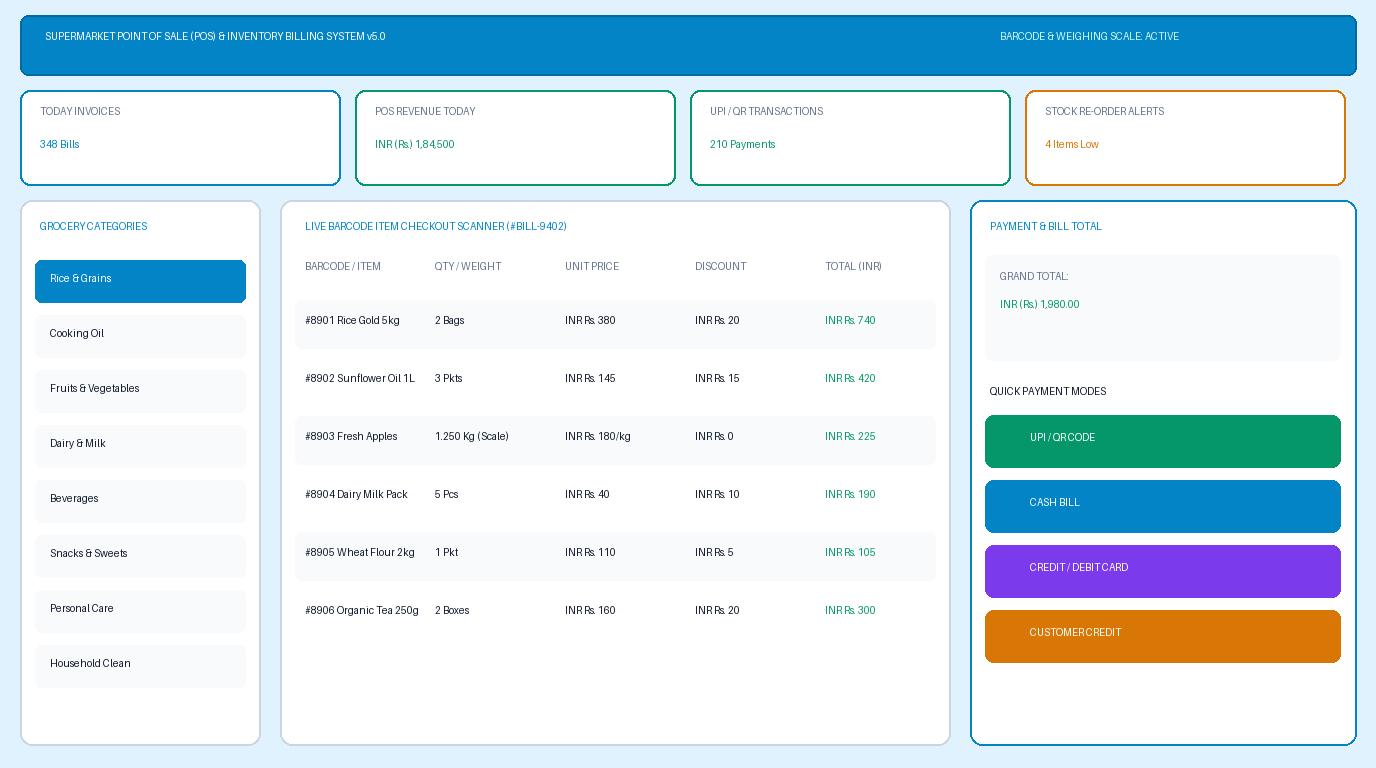 Supermarket Billing & POS Software Dark Screenshot